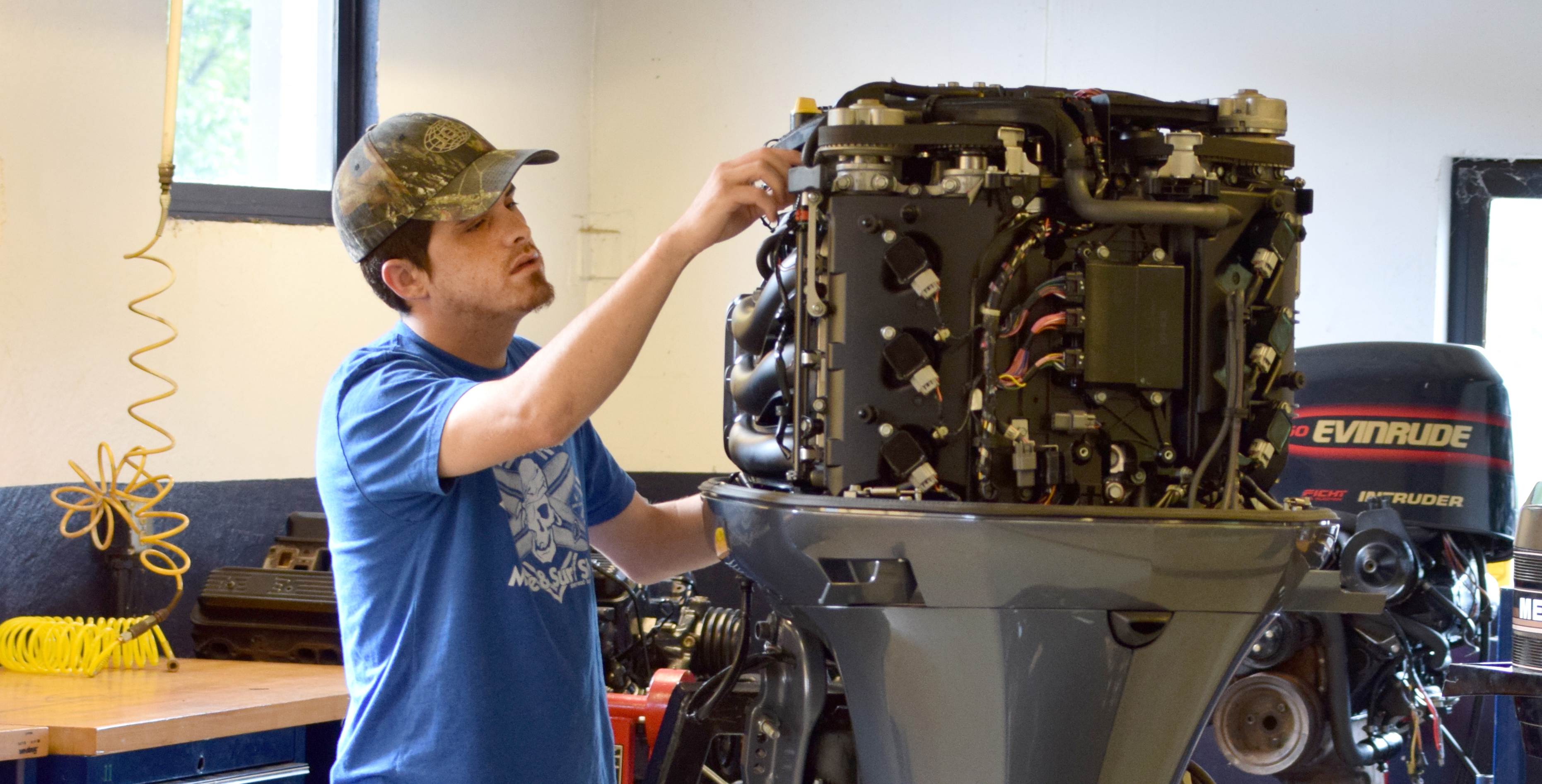 Marine Repair Technology student working in a shop