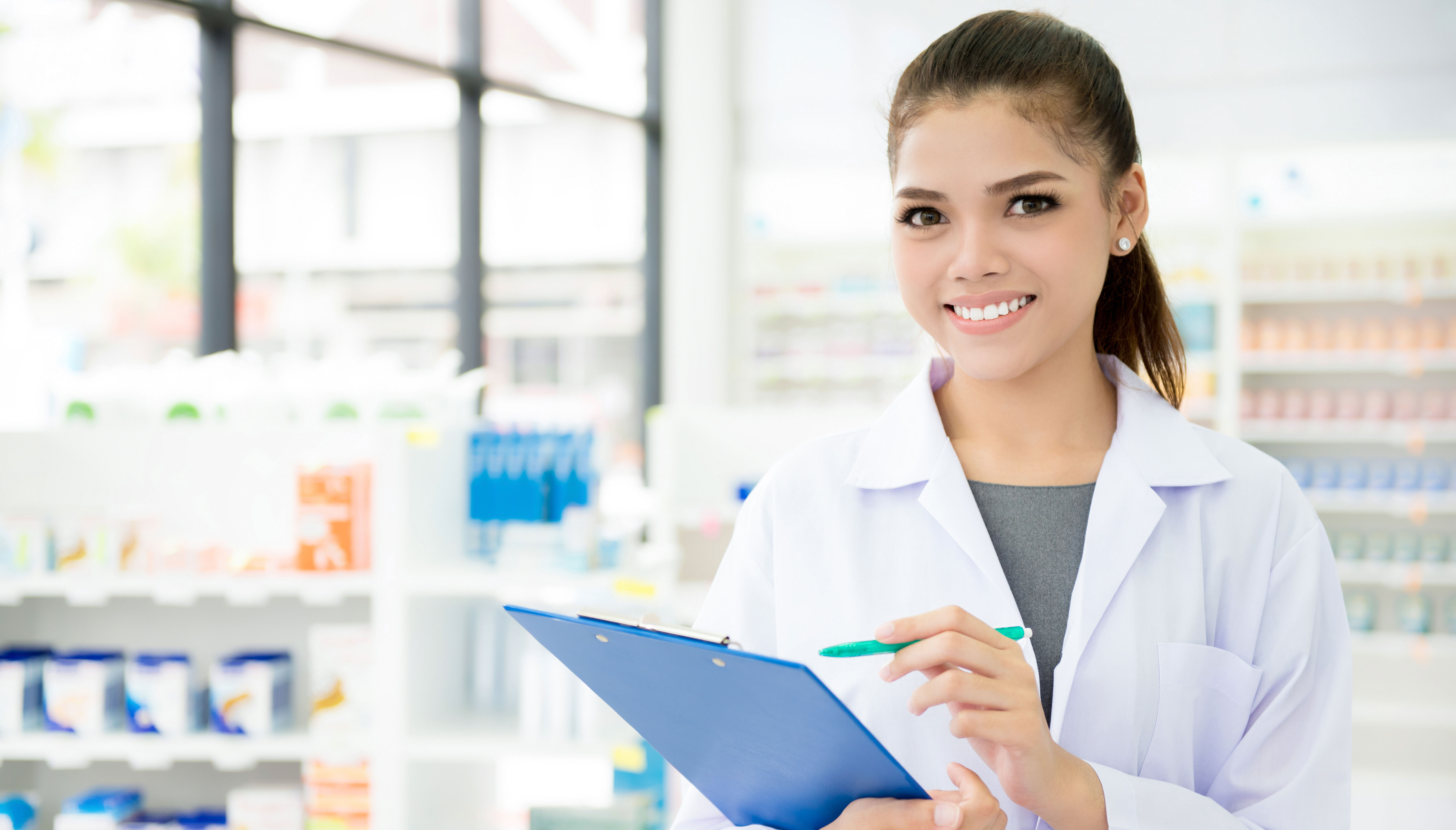 Pharmacy technician smiling