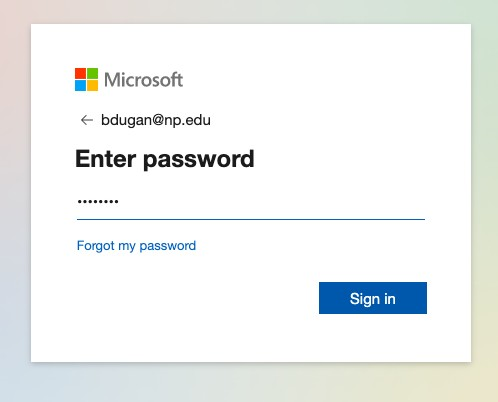 Microsoft enter password screenshot