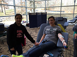 Meghan Buser and Memory Jerrels, student donors at the spring blood drive hosted by the National Park College Nursing Division. 