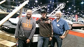 Students Eric Austin and Travis Lanier with Instructor, Delmar Hunter at the Hot Springs Boat and Tackle Show