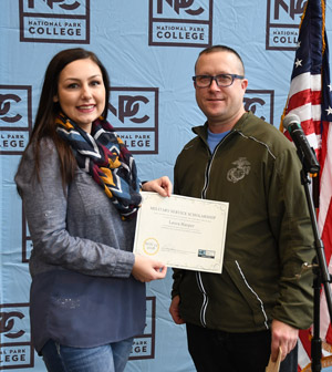 Military Service Scholarship recipient, Laura Harper, pictured with Nathan Looper, Veterans Affairs Coordinator at NPC.