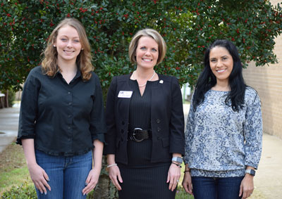 Pictured left to right, Laura Daes, Foundation Director, Dr. Sara Brown, and Lorena Fitzpatrick. Daes and Fitzpatrick, recipients of Yeargan Scholarship.