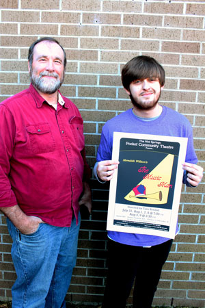 Timothy Backus, student of NPTC and Fountain Lake Charter selected as a winner for his poster for the production of The Music Man. Pictured with Kevin Day, director of Murder on the Orient Express, for the Pocket Community Theatre.