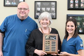 The Lawrence Respiratory Foundation honors scholarship recipients with their names on the plaque. 