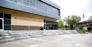 Student Commons building with the words Ray and Willodene Donathan Pavilion