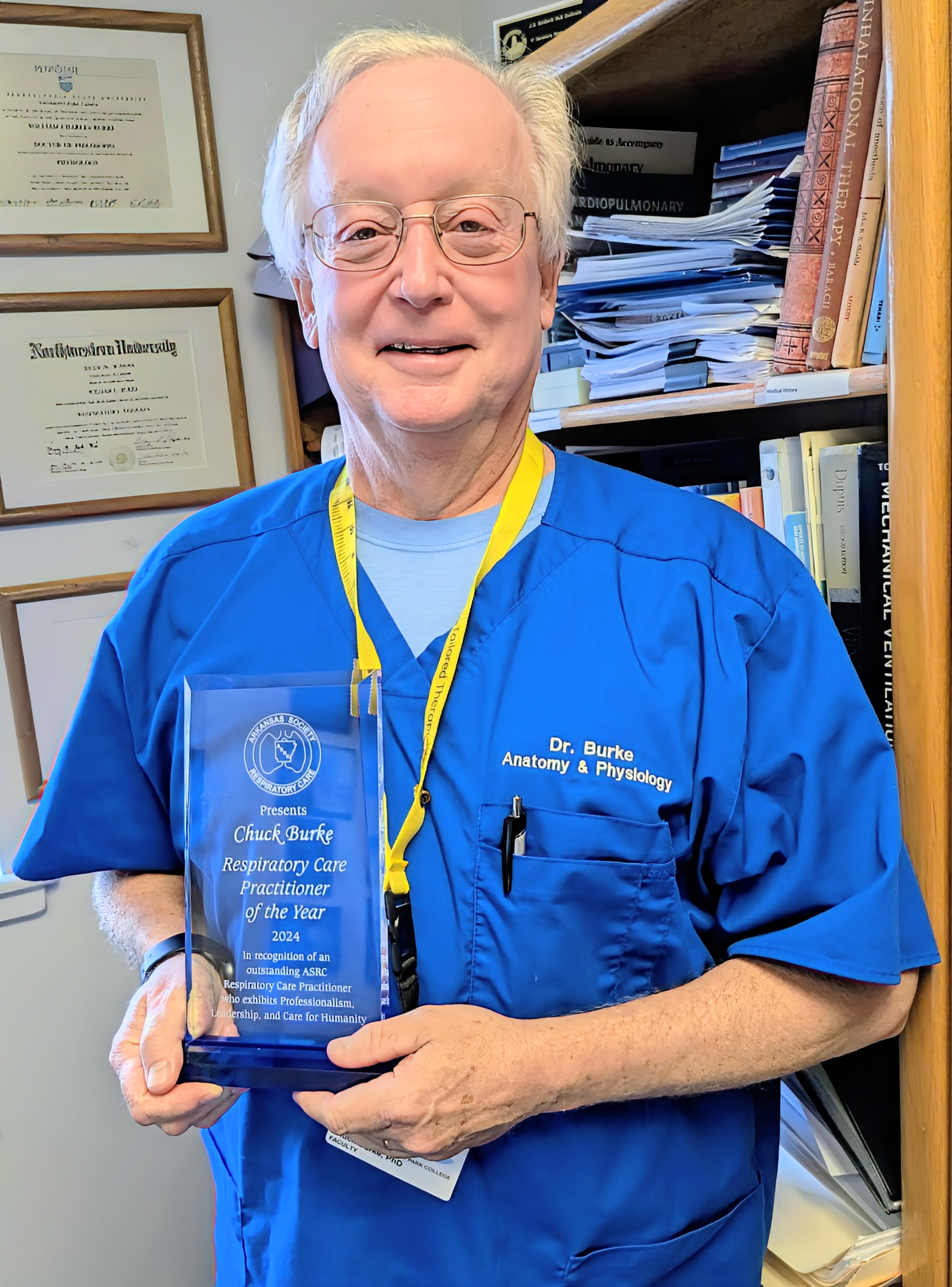 chuck burke receiving an award for 2024 Respiratory Care Practitioner of the Year