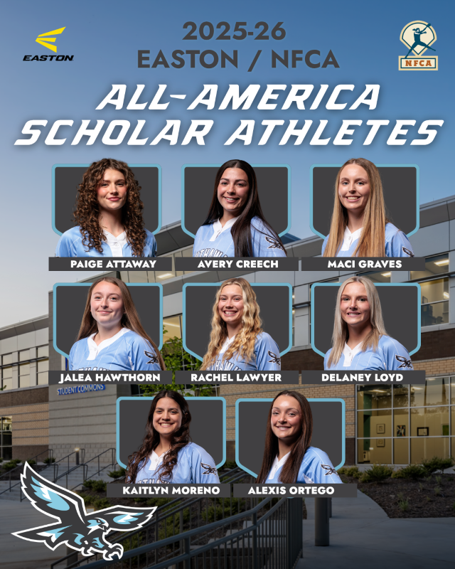 2025-26 Easton/NFCA All-America Scholar Athletes with pictures of the eight softball players.